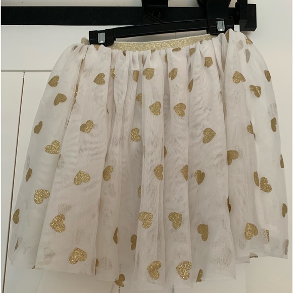 H&M Girls Cream with Gold Sparkle Heart Detail Twill Skirt (9-10 yrs) - Picture 3 of 6